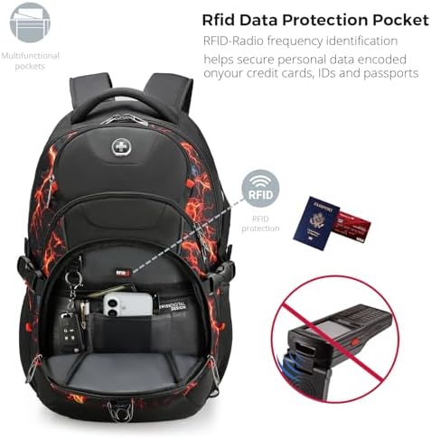 Swissdigital Design Laptop Backpack with USB Charging Port | Men's 15.6 Inches Fit 31L Travel Backpack | Blue/Black | SD