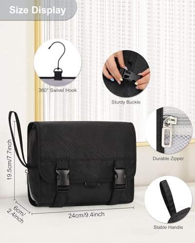 Relavel Travel Toiletry Bag for Men, Large Capacity Travel Kit, Hanging Toiletry Bag for Women
