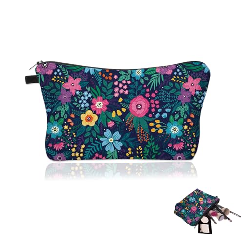 Sac à Maquillage SPFwfou Femme, Trousse De Toilette Imprimée Fleurs Femme, Rangement MultifonctionnelSac à Maquillage Fl