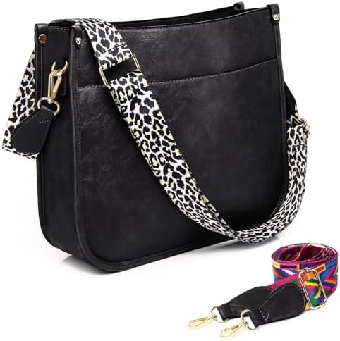 AUYOCO Vegan Leather Crossbody Bags for Women Handbag with Guitar Strap Zipped Pockets AUYOCO Vegan Leather Crossbody