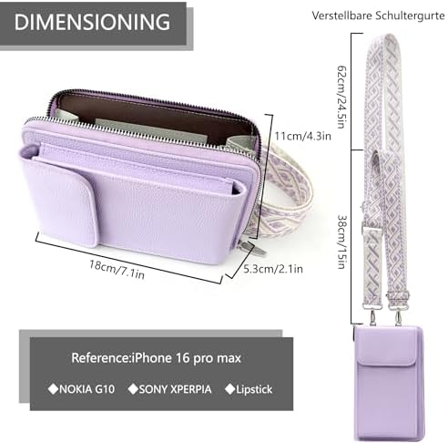 Women's Small PU Leather Crossbody Bag for Phone, 7 Inches | DBPBToU Women's PU Leather Crossbody Phone Purse, 7 Inches