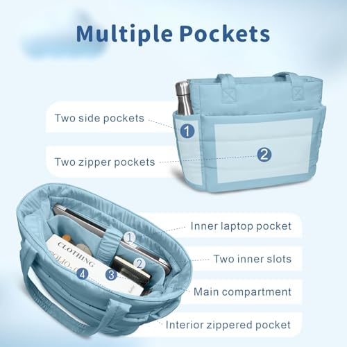 TOPDesign Lightweight Puffy Handbag for Women Travel TOPDesign Quilted Shoulder Bag for Women Work TOPDesign Puffer Tote