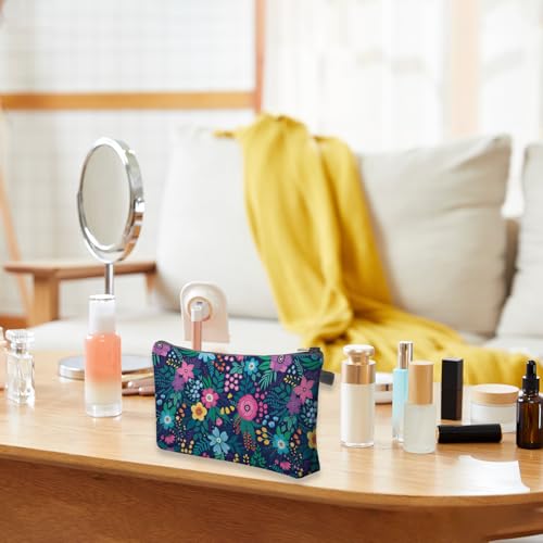 Sac à Maquillage SPFwfou Femme, Trousse De Toilette Imprimée Fleurs Femme, Rangement MultifonctionnelSac à Maquillage Fl