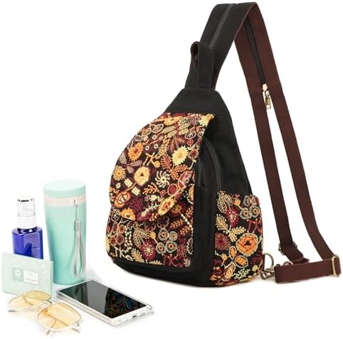 SILKAREA Embroidered Boho Small Sling Bag for Women Travel (Blue) SILKAREA Embroidered Boho Small Sling Bag for Women Ch