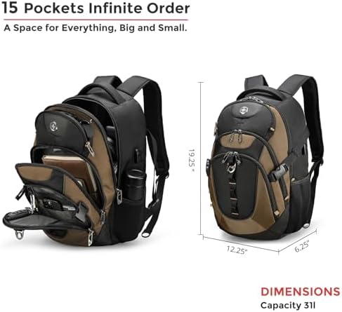 Swissdigital Design Laptop Backpack with USB Charging Port | Men's 15.6 Inches Fit 31L Travel Backpack | Blue/Black | SD