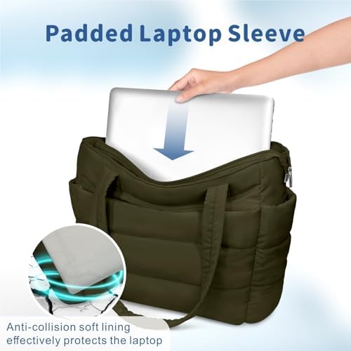 TOPDesign Lightweight Puffy Handbag for Women Travel TOPDesign Quilted Shoulder Bag for Women Work TOPDesign Puffer Tote