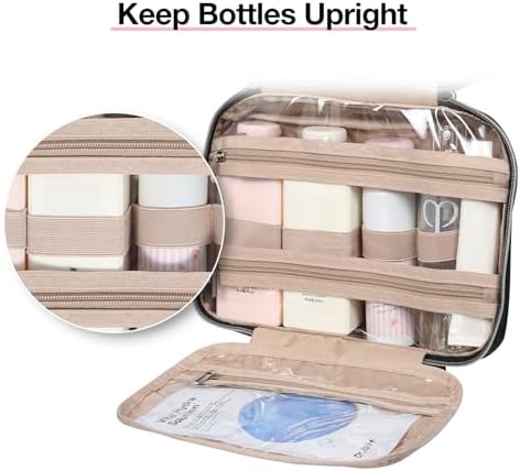 Toiletry Bag Smart Hanging Travel Makeup Organizer TSA Approved Transparent | Travel Makeup Organizer with Hanging Feat