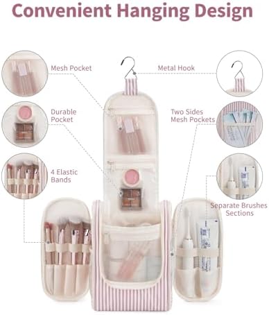 Narwey Large Blue Leaf Hanging Toiletry Bag for Women Travel and Men Cosmetics Organizers