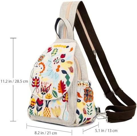 SILKAREA Embroidered Boho Small Sling Bag for Women Travel (Blue) SILKAREA Embroidered Boho Small Sling Bag for Women Ch