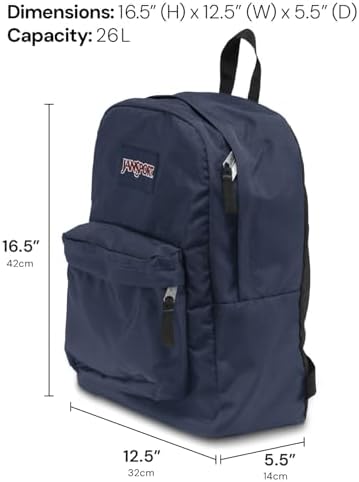 JanSport SuperBreak One Backpack Navy - Durable Lightweight Bag with Main Compartment - Premium Travel Backpack