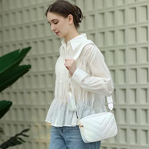 Herald Chevron Quilted Small Crossbody Bag for Women - Camera Side Shoulder Bag, 2 Sizes, Coin Purse Included Herald Che