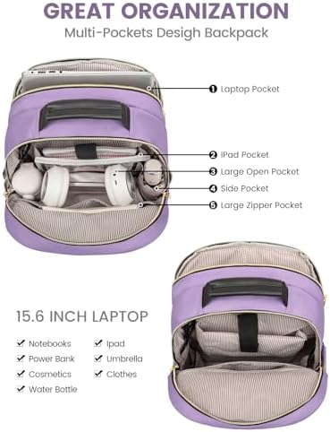 Laptop Backpack Purse for Women Work Travel Black OEKO-TEX STANDARD 100 Laptop Backpack Purse for Women College Black Qu