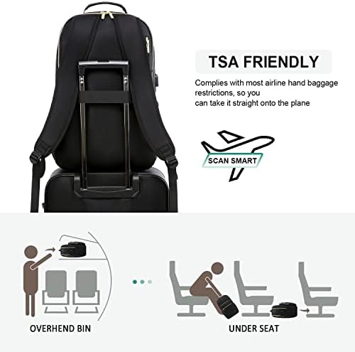 Laptop Backpack Purse for Women Work Travel Black OEKO-TEX STANDARD 100 Laptop Backpack Purse for Women College Black Qu