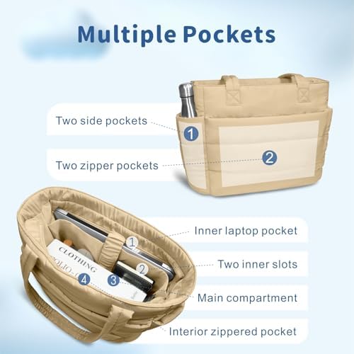 TOPDesign Lightweight Puffy Handbag for Women Travel TOPDesign Quilted Shoulder Bag for Women Work TOPDesign Puffer Tote