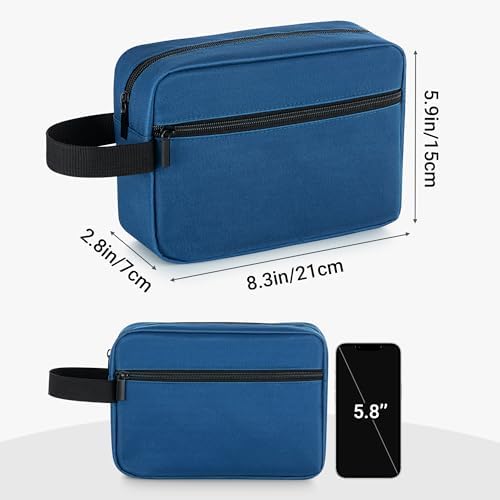 Elviros Lightweight Travel Toiletry Bag for Women and Men Travel Essentials Gifts for Men(Navy Blue) Global Recycled Sta