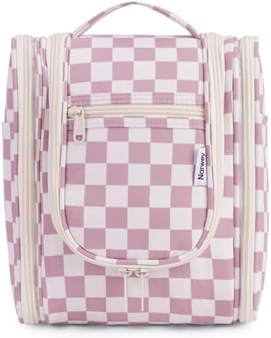 Narwey Large Blue Leaf Hanging Toiletry Bag for Women Travel and Men Cosmetics Organizers