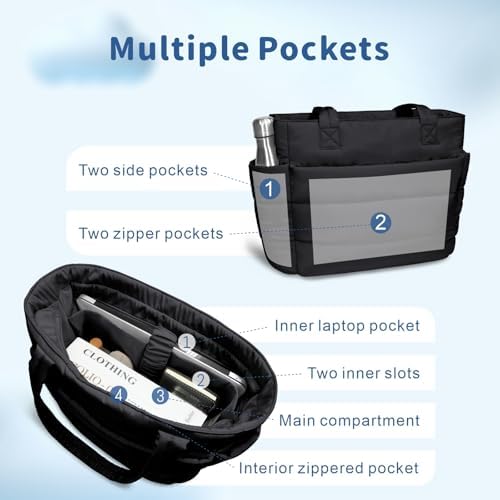 TOPDesign Lightweight Puffy Handbag for Women Travel TOPDesign Quilted Shoulder Bag for Women Work TOPDesign Puffer Tote