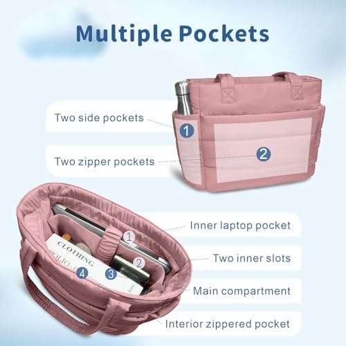 TOPDesign Lightweight Puffy Handbag for Women Travel TOPDesign Quilted Shoulder Bag for Women Work TOPDesign Puffer Tote