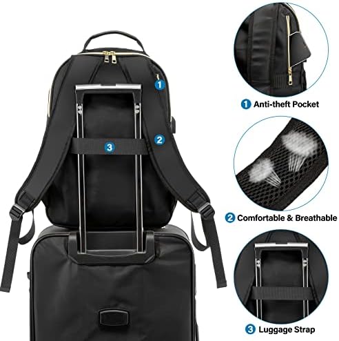 Laptop Backpack Purse for Women Work Travel Black OEKO-TEX STANDARD 100 Laptop Backpack Purse for Women College Black Qu