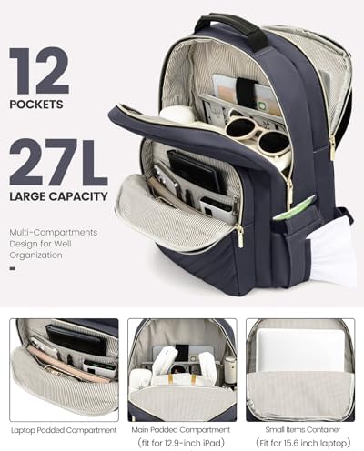 Laptop Backpack Purse for Women Work Travel Black OEKO-TEX STANDARD 100 Laptop Backpack Purse for Women College Black Qu