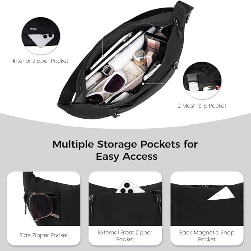 Women's VONAL Nylon Crescent Crossbody Bag for Slouchy Shoulder Hobo, Lightweight Moon Bag Dumpling Sling Purse | VONAL