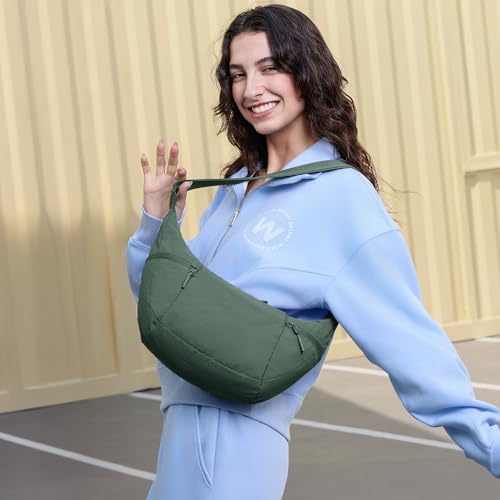 Women's VONAL Nylon Crescent Crossbody Bag for Slouchy Shoulder Hobo, Lightweight Moon Bag Dumpling Sling Purse | VONAL