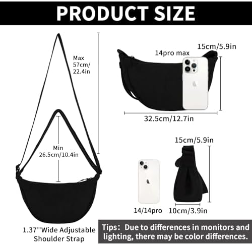 EVGLOW Nylon Crescent Crossbody Bag - Trendy Women's Travel Sling Bag EVGLOW Nylon Crescent Crossbody Bag - Small Men's