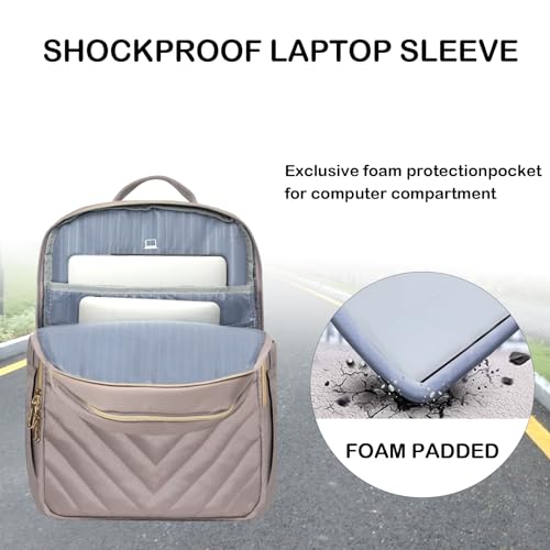 VANKEAN étanche Sac à dos de voyage élégant pour ordinateur portable de 15.6" pour femme, avec port USB, pour femme ense