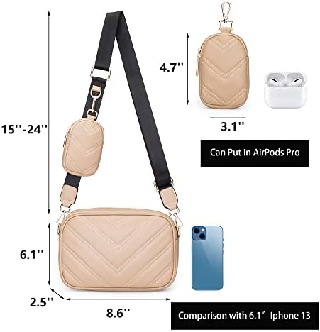 Herald Chevron Quilted Small Crossbody Bag for Women - Camera Side Shoulder Bag, 2 Sizes, Coin Purse Included Herald Che