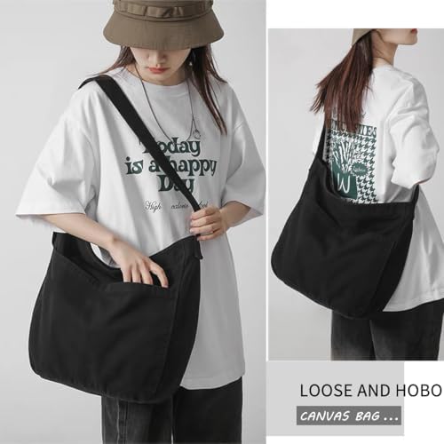 Dainaotm Canvas Tote Bag Casual Hobo Crossbody Shoulder Bag for Women Large Purse Messenger Bag Travel Work Dainaotm Can
