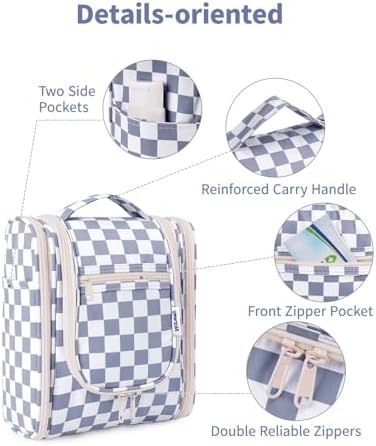 Narwey Large Blue Leaf Hanging Toiletry Bag for Women Travel and Men Cosmetics Organizers