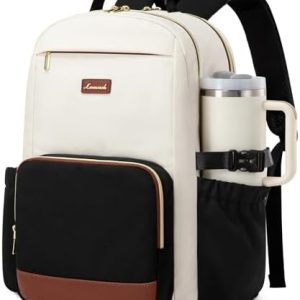 Loving Travel Business Bag - Lovevook 15.6 Inch Laptop Backpack for Women, Beige-Black-Brown, Large Capacity, Pouch Pock