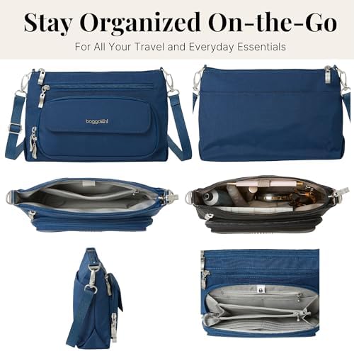 Baggallini Original RFID Protected Lightweight Nylon Zippered Travel Purse for Women ClimatePartner Certified