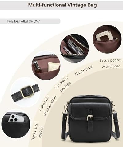 Goinsound Vegan Leather Crossbody Bag for Women & Men | Vintage Design Crossbody Shoulder Purse with Card Slots | Goins