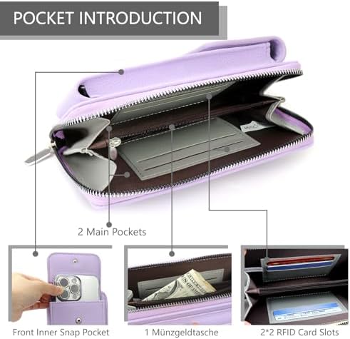 Women's Small PU Leather Crossbody Bag for Phone, 7 Inches | DBPBToU Women's PU Leather Crossbody Phone Purse, 7 Inches