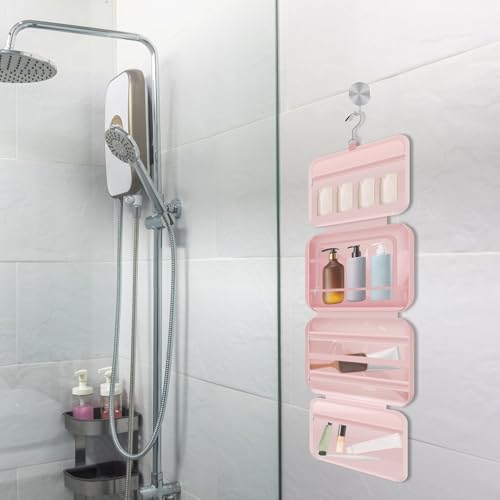 Toiletry Bag Compartmental Organizer Travel BagPortable Foldable with Anti-slip Metal Hook(Beige) Toiletry Bag Compart