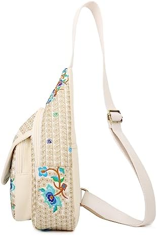 SILKAREA Embroidered Boho Small Sling Bag for Women Travel (Blue) SILKAREA Embroidered Boho Small Sling Bag for Women Ch