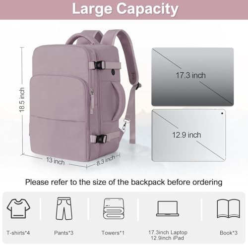 Women's Flight Approved Travel Backpack with USB Charging, Lightweight & Waterproof, Ideal for College, Work and Travel