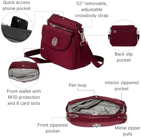 Baggallini Calais Crossbody Bags for Women Lightweight Water-Resistant Travel Purse | Baggallini Calais Crossbody Bags
