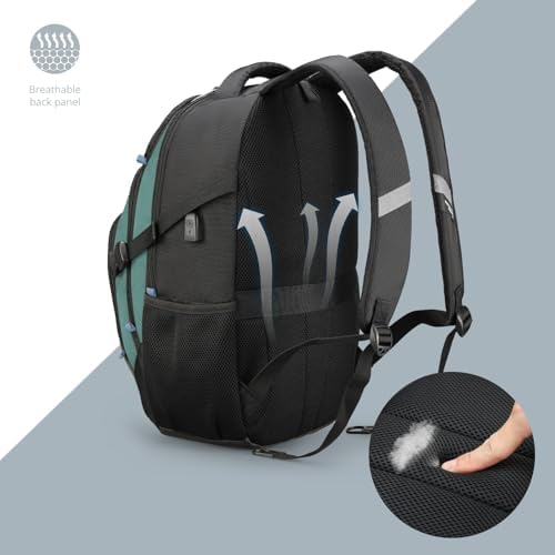 Swissdigital Design Laptop Backpack with USB Charging Port | Men's 15.6 Inches Fit 31L Travel Backpack | Blue/Black | SD