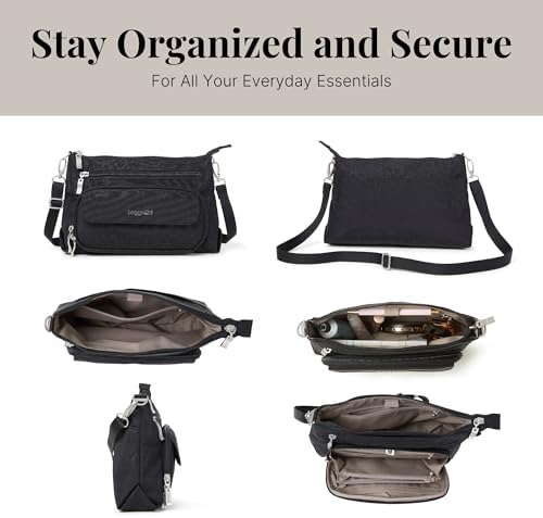 Baggallini Original RFID Protected Lightweight Nylon Zippered Travel Purse for Women ClimatePartner Certified