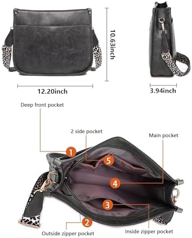 AUYOCO Vegan Leather Crossbody Bags for Women Handbag with Guitar Strap Zipped Pockets AUYOCO Vegan Leather Crossbody