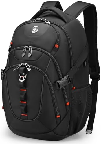 Swissdigital Design Laptop Backpack with USB Charging Port | Men's 15.6 Inches Fit 31L Travel Backpack | Blue/Black | SD