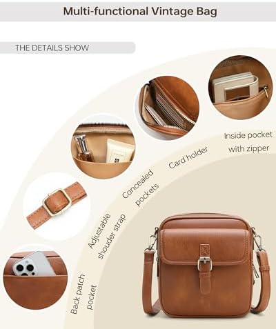 Goinsound Vegan Leather Crossbody Bag for Women & Men | Vintage Design Crossbody Shoulder Purse with Card Slots | Goins