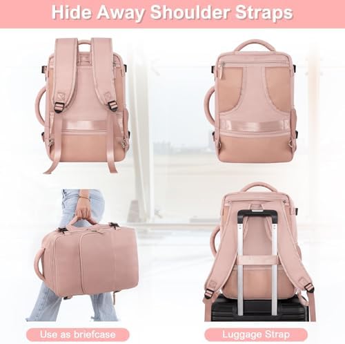 Women's Flight Approved Travel Backpack with USB Charging, Lightweight & Waterproof, Ideal for College, Work and Travel