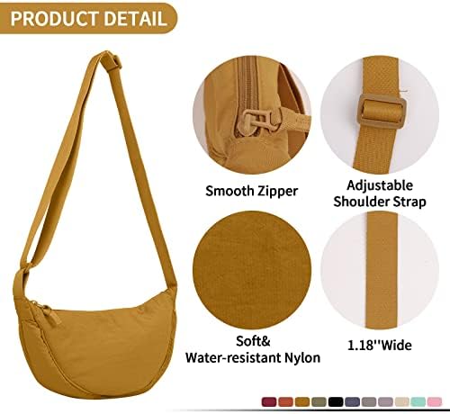 EVGLOW Nylon Crescent Crossbody Bag - Trendy Women's Travel Sling Bag EVGLOW Nylon Crescent Crossbody Bag - Small Men's