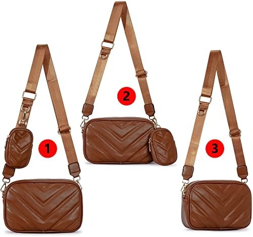 Herald Chevron Quilted Small Crossbody Bag for Women - Camera Side Shoulder Bag, 2 Sizes, Coin Purse Included Herald Che