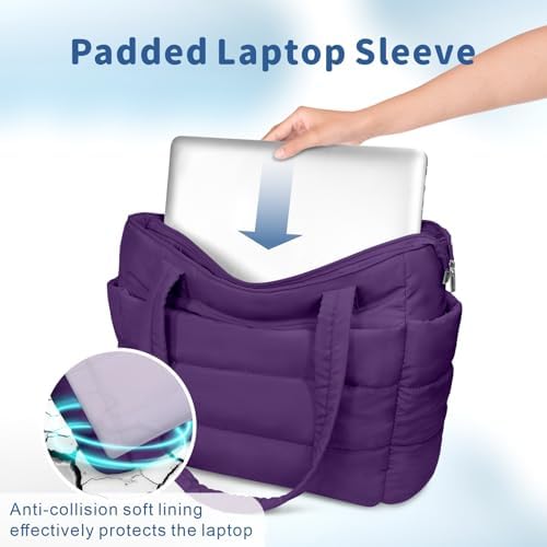 TOPDesign Lightweight Puffy Handbag for Women Travel TOPDesign Quilted Shoulder Bag for Women Work TOPDesign Puffer Tote