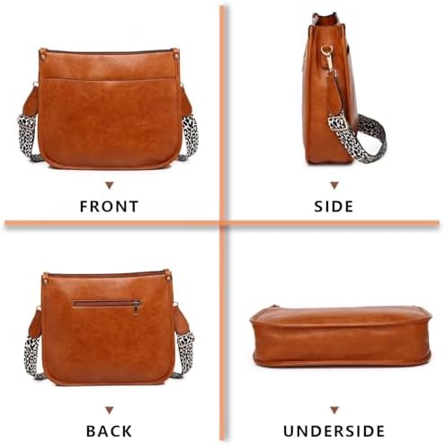 AUYOCO Vegan Leather Crossbody Bags for Women Handbag with Guitar Strap Zipped Pockets AUYOCO Vegan Leather Crossbody