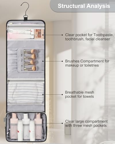 Relavel Travel Toiletry Bag for Men, Large Capacity Travel Kit, Hanging Toiletry Bag for Women